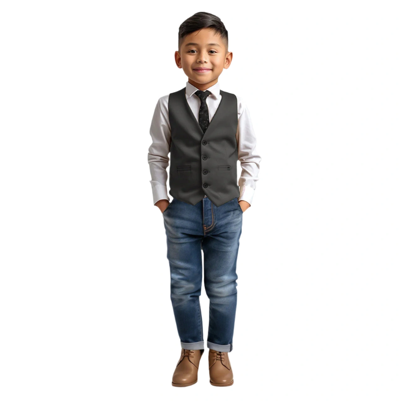 Zegarie: Gilet da Ragazzo Carbone, Eleganza Senza Tempo, Stile Impeccabile, Perfetto per Ogni Occasione.