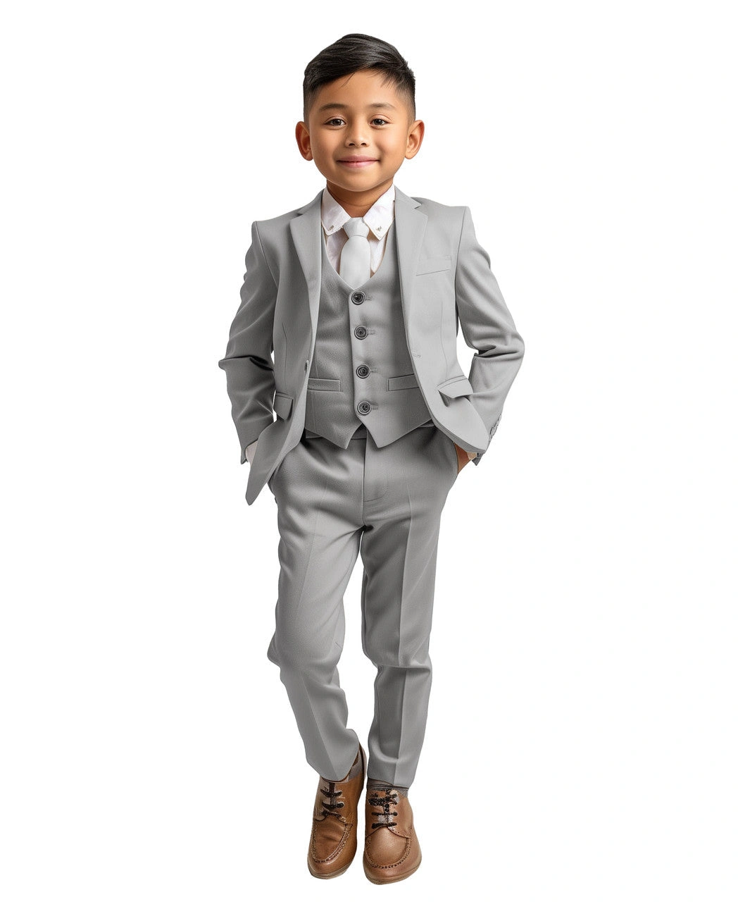 Giacca Zegarie da Ragazzo Grigio Chiaro: Eleganza Italiana a Due Bottoni, Stile Impeccabile per Giovani Gentiluomini.